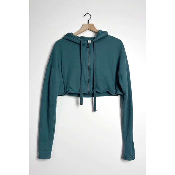 ALO YOGA Cropped Zip Hoodie - Picture 1 of 8